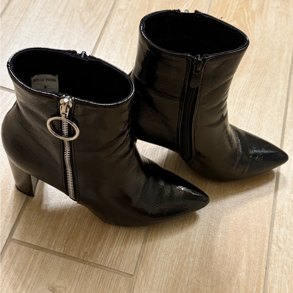 Black Ankle Boots with Zipper Detail
